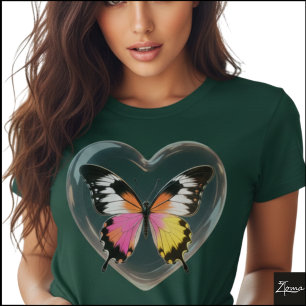 Camiseta Mariposa Vibrante Glaseado Corazón Pop Art