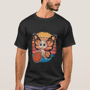 Camiseta Mariposa Vintage Jugando Baloncesto Amantes de la