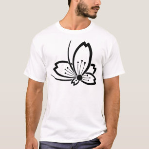 Camiseta Mariposa volando sobre cerezo de sombra media