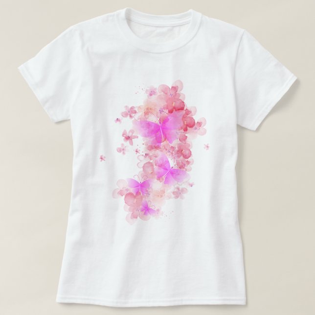 Camiseta Mariposa y flor (Diseño del anverso)