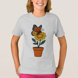 Camiseta mariposa y flor de sol