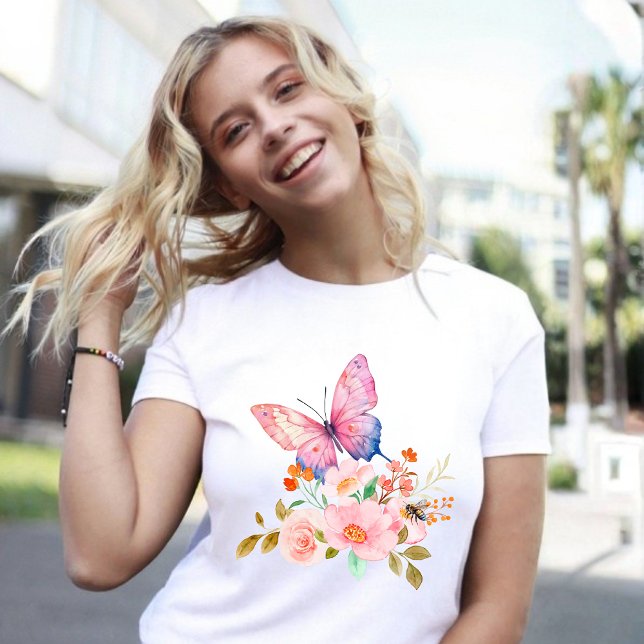 Camiseta Mariposa y flores naturaleza (Subido por el creador)