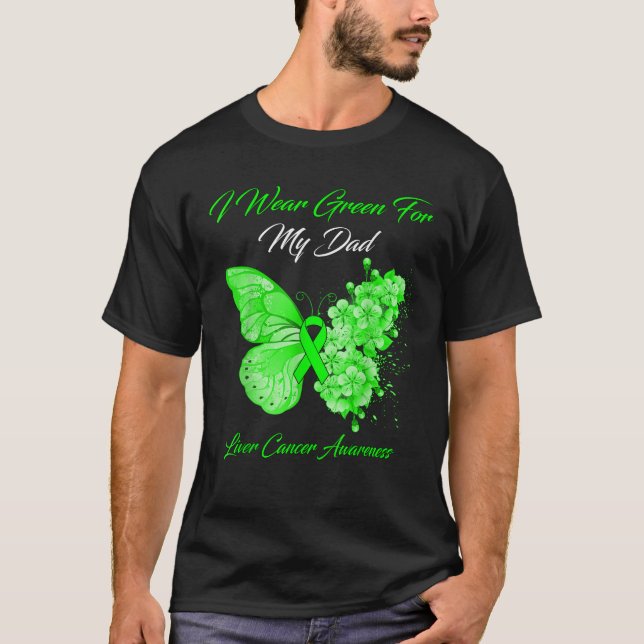Camiseta Mariposa: Yo Uso Verde Para El Cáncer De Hígado De (Anverso)