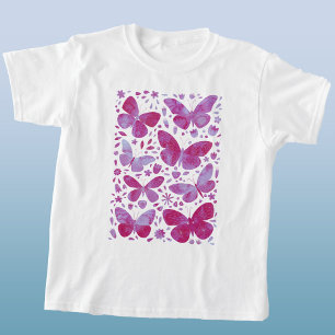 Camiseta Mariposas Acuarela Magenta Rosa