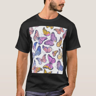 Camiseta Mariposas acuarelas: Patrón de cosecha Pastel.