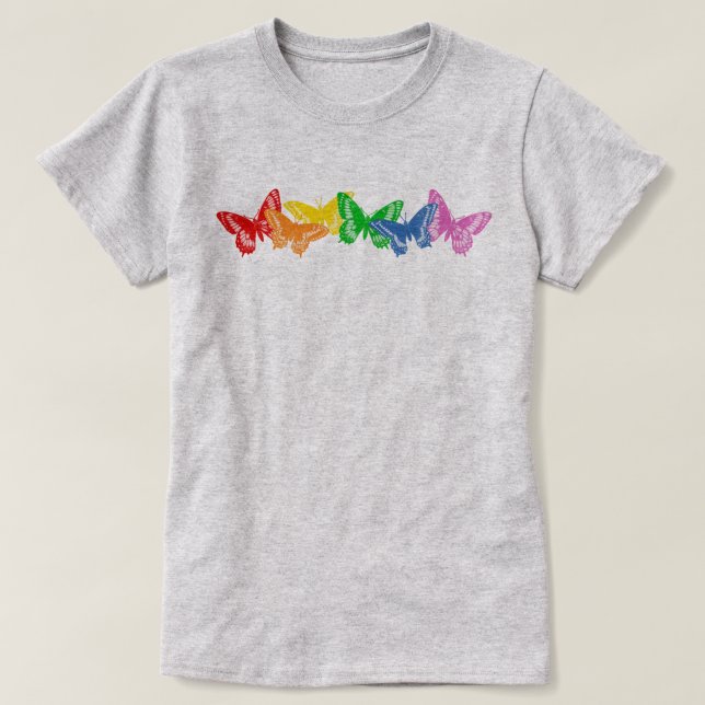 Camiseta Mariposas arcoiris (Diseño del anverso)