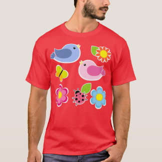 Camiseta Mariposas Aves Flores Primavera