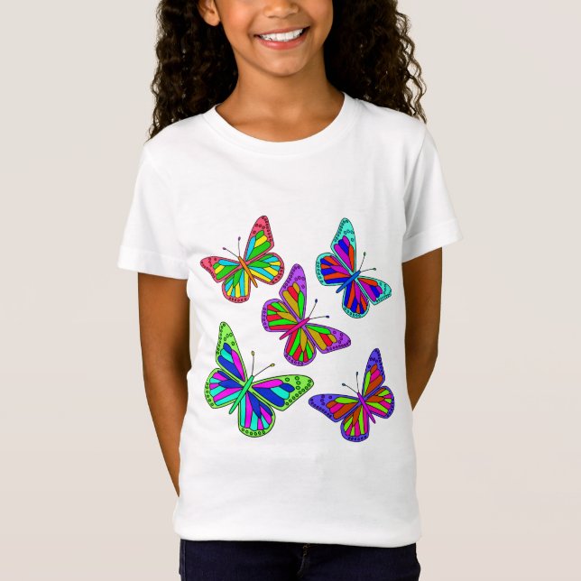 Camiseta Mariposas coloridas del vector (Anverso)