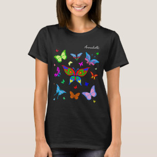 Camiseta Mariposas coloridas personalizable elegante negro