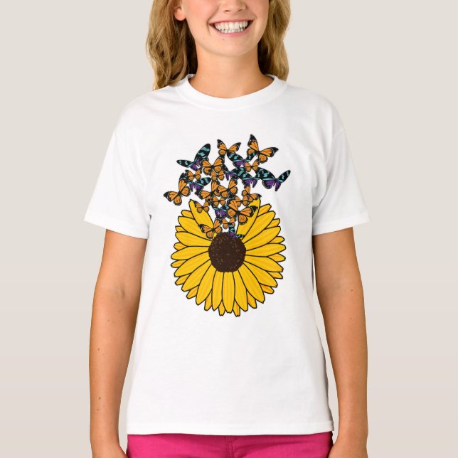Camiseta Mariposas con girasol (Anverso)