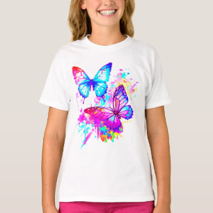 Camiseta Mariposas con manchas de neón
