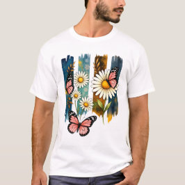 Camiseta Mariposas Daisy sobre rayas pintadas