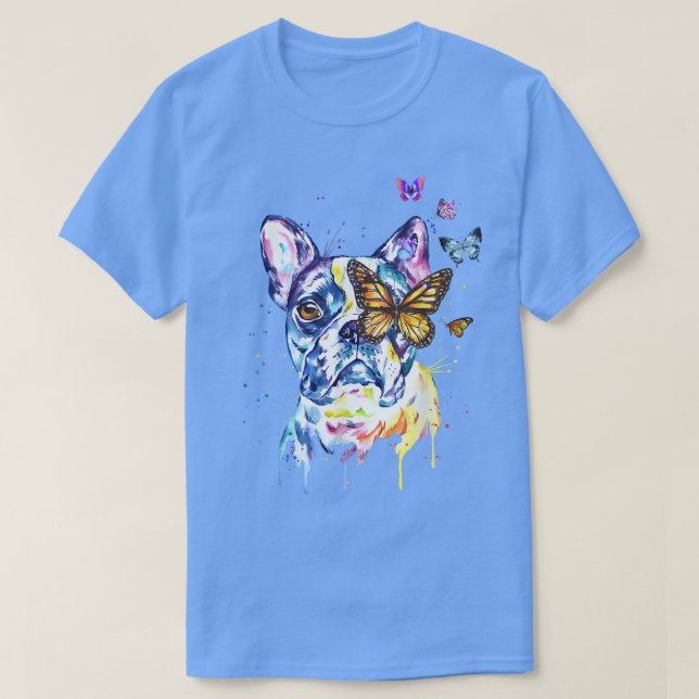 Camiseta Mariposas de arte de Boston Terrier Splash Funny D (Diseño del anverso)