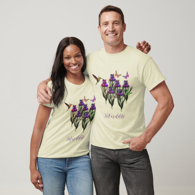 Camiseta Mariposas de colibrí Iris Flores personalizadas (Unisexo)