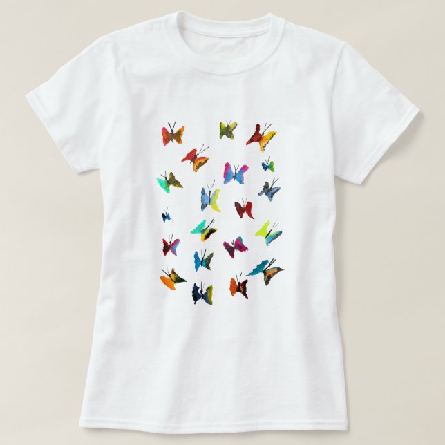 Camiseta Mariposas de colores en acuarela (Diseño del anverso)