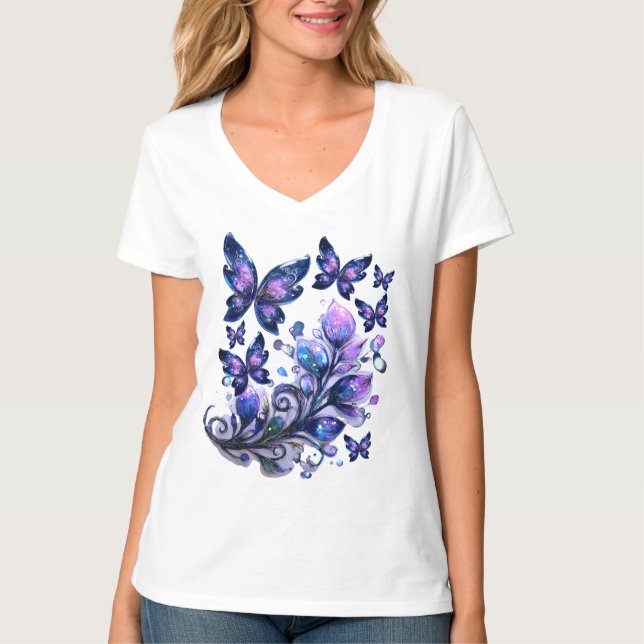 Camiseta Mariposas de Destello Cósmico (Anverso)