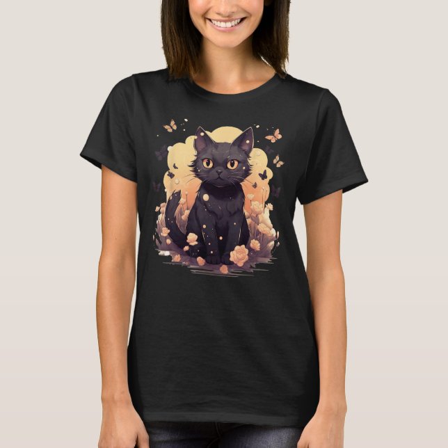 Camiseta Mariposas de gatos florales Chicas estéticas Graph (Anverso)
