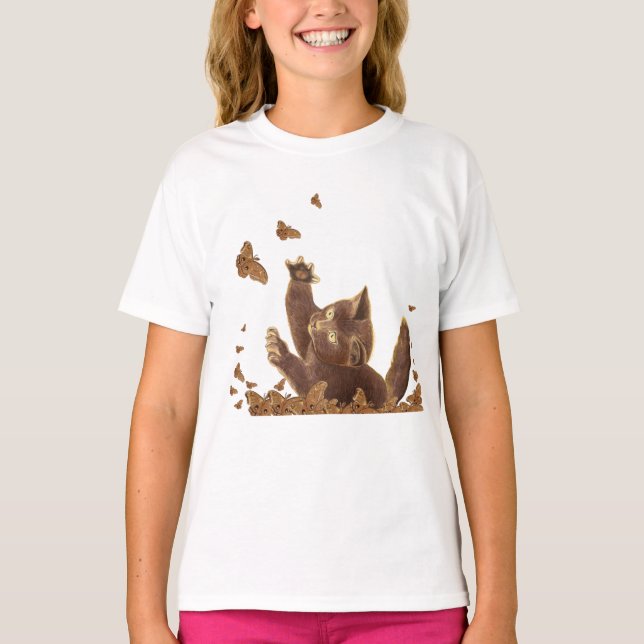 Camiseta Mariposas de gatos y noches marrones (Anverso)