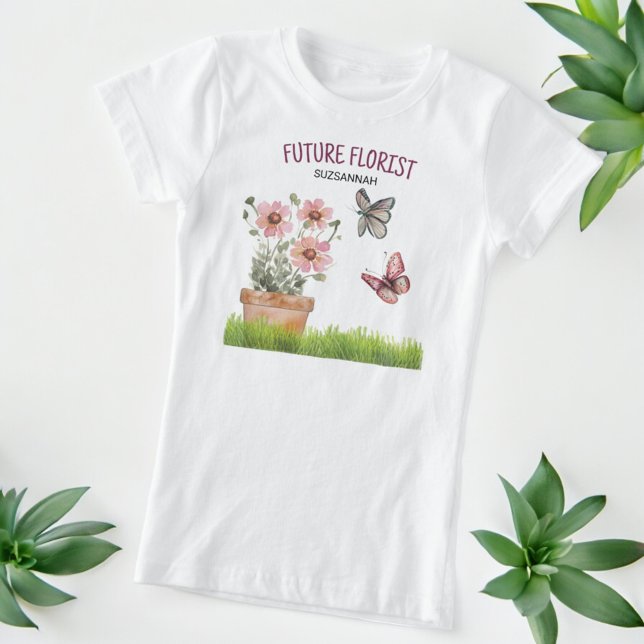 Camiseta Mariposas de jardín floral Dragonflies Acuarela (Front template text tee shirt design)