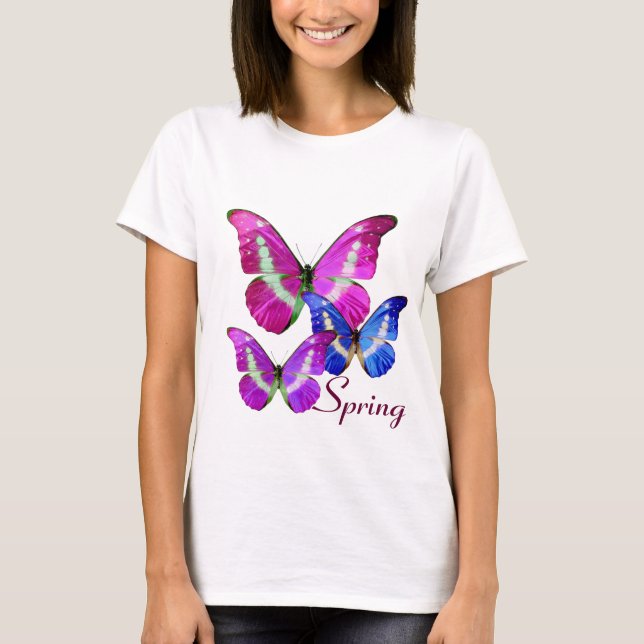 CAMISETA MARIPOSAS DE LA PRIMAVERA AZUL DE PURPLE ROSA (Anverso)
