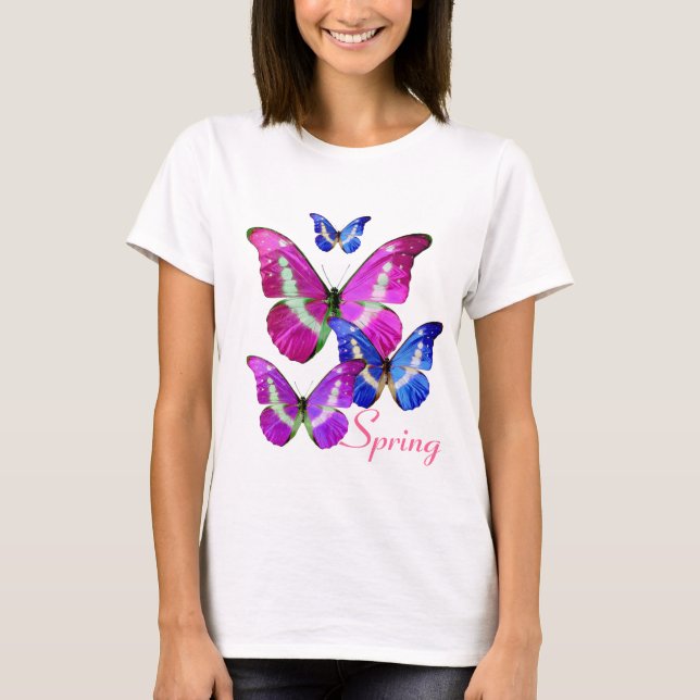 CAMISETA MARIPOSAS DE LA PRIMAVERA AZUL DE PURPLE ROSA (Anverso)