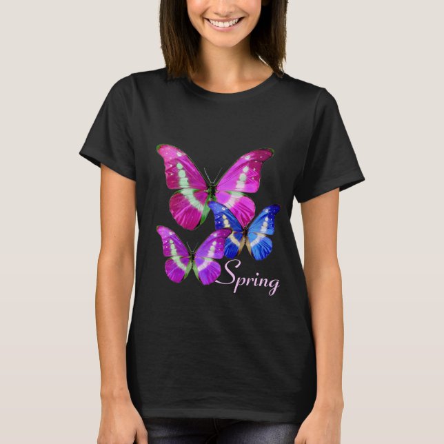 CAMISETA MARIPOSAS DE LA PRIMAVERA AZUL DE PURPLE ROSA (Anverso)