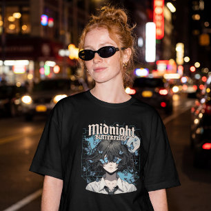Camiseta Mariposas de Medianoche – Chica Anime Gótico