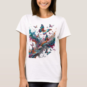 Camiseta Mariposas de plata atrevidas en salpicaduras color
