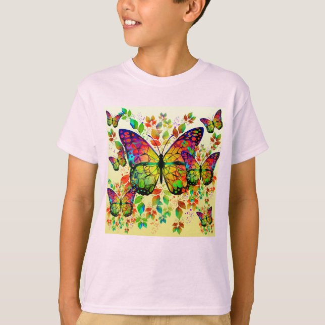 CAMISETA MARIPOSAS DE PRIMAVERA DE COLORIDO (Anverso)
