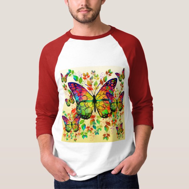CAMISETA MARIPOSAS DE PRIMAVERA DE COLORIDO (Anverso)