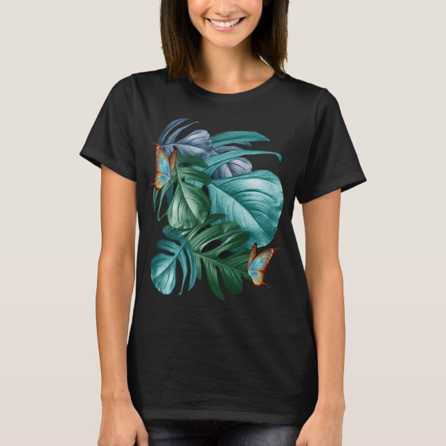 Camiseta Mariposas del paraíso Tropical Turquesa (Anverso)