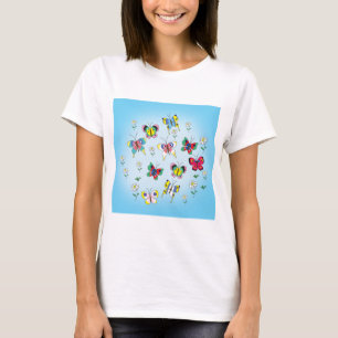Camiseta mariposas divertidas al fondo del cielo