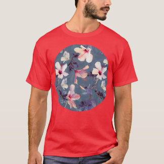 Camiseta Mariposas e Hibiscus Flores un patrón pintado