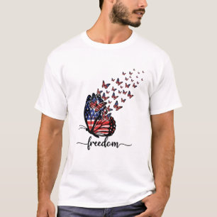 Camiseta Mariposas elegantes   Bandera estadounidense   Lib