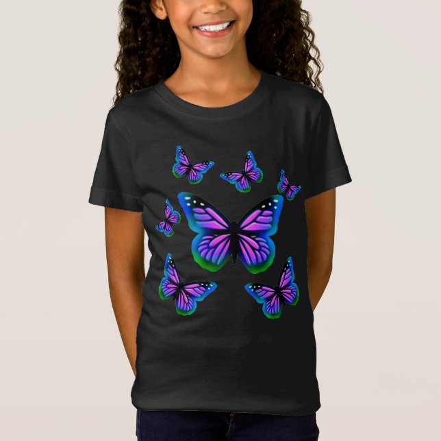Camiseta Mariposas elegantes de color rosa púrpura (Anverso)