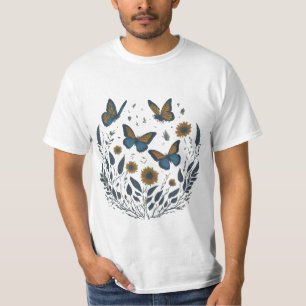 Camiseta mariposas elegantes sobre un papel suave