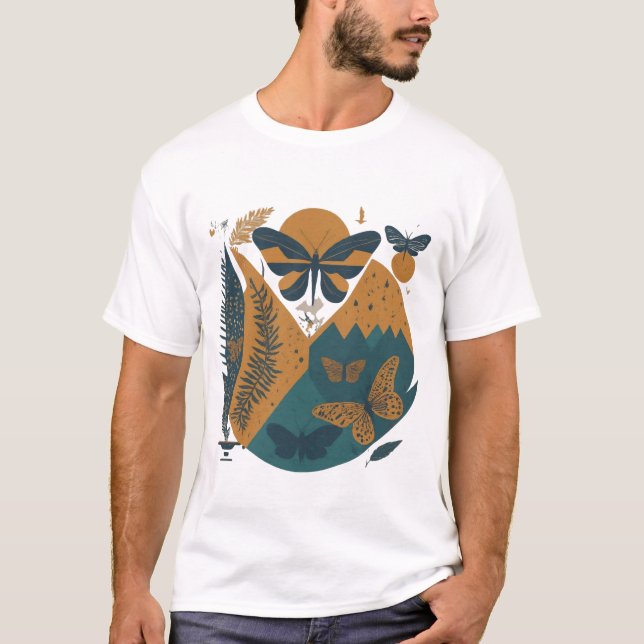 Camiseta mariposas elegantes sobre un papel suave y sutil (Anverso)