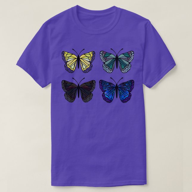Camiseta Mariposas elementales oscuras (Diseño del anverso)