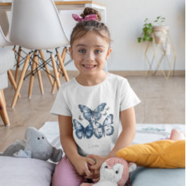 Camiseta Mariposas en azul Delft, personalizable