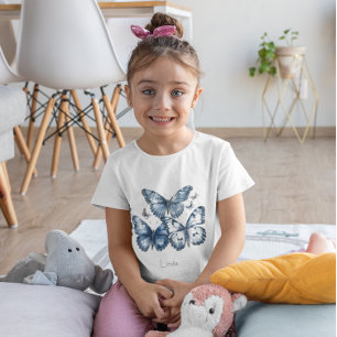Camiseta Mariposas en azul Delft, personalizable