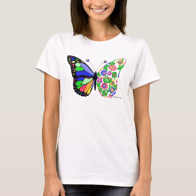 Camiseta Mariposas, flores amor pulmonar (Anverso)