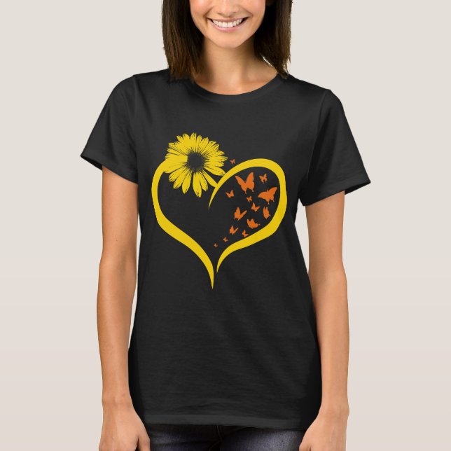 Camiseta Mariposas-girasoles-corazón-hippie- (Anverso)