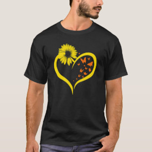 Camiseta Mariposas Girasoles Corazón Hippie Naturaleza Vint