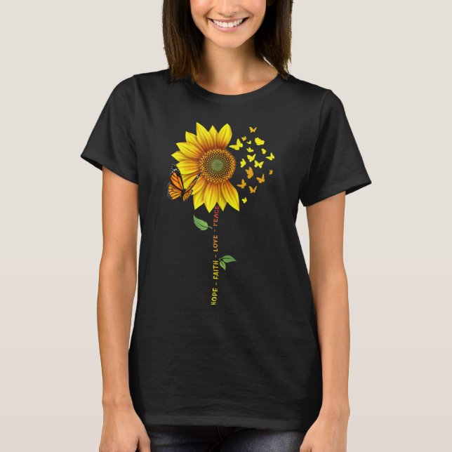 Camiseta Mariposas girasoles Esperanza Fe Ama la Paz Diseño (Anverso)