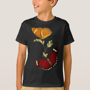 Camiseta Mariposas Monarca Rojas Y Marrones - Gráfico Detal