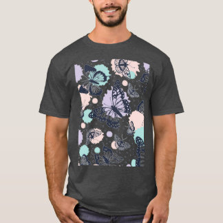 Camiseta mariposas monocromáticas con mariposas de colores 