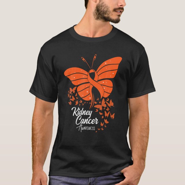 Camiseta Mariposas Naranja Ribbon Sensibilización sobre el  (Anverso)
