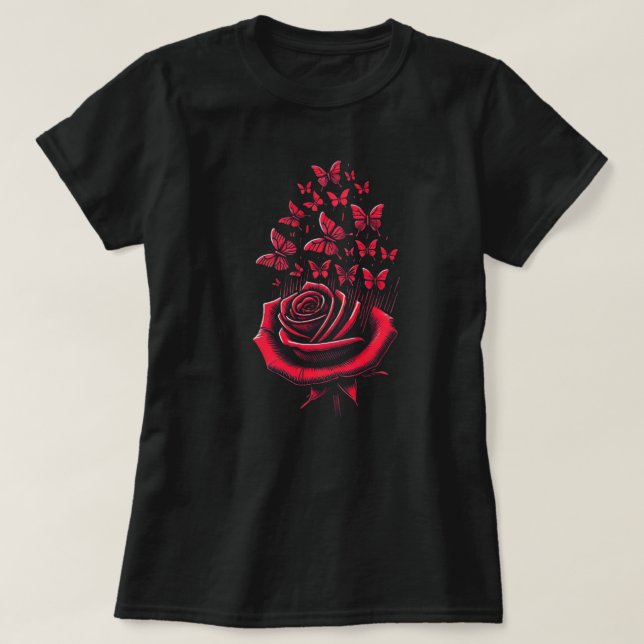Camiseta mariposas rojas (Diseño del anverso)