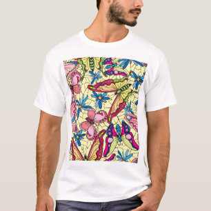 Camiseta Mariposas sobre flores Vista de prado