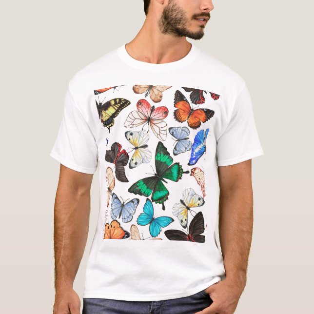Camiseta Mariposas tropicales: acuarela colorida. (Anverso)